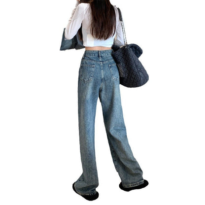 Damen Vintage Jeans Weit Geschnitten Eveloria