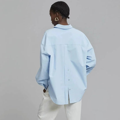 Damen Oversize-Hemd Eveloria Baumwolle Weiß