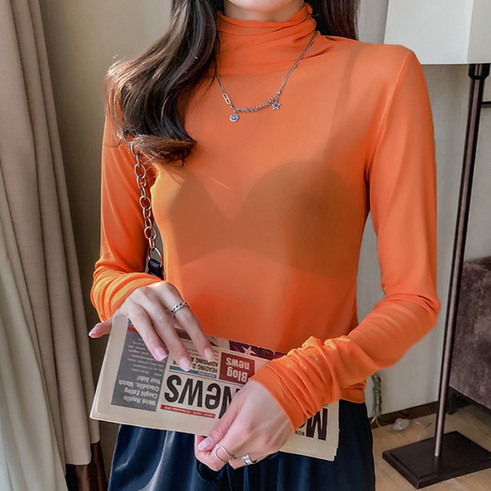 Damen Turtleneck-Pullover Durchsichtig Eveloria - Eveloria