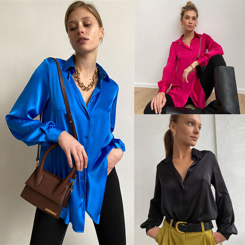 Damen Seidenbluse mit Knopfleiste Elegantes Design - Eveloria