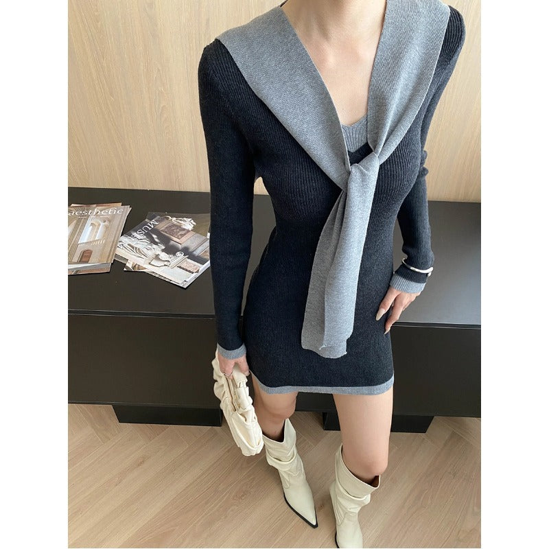 Damen Strickkleid Figurbetont Langer Ärmel Eveloria