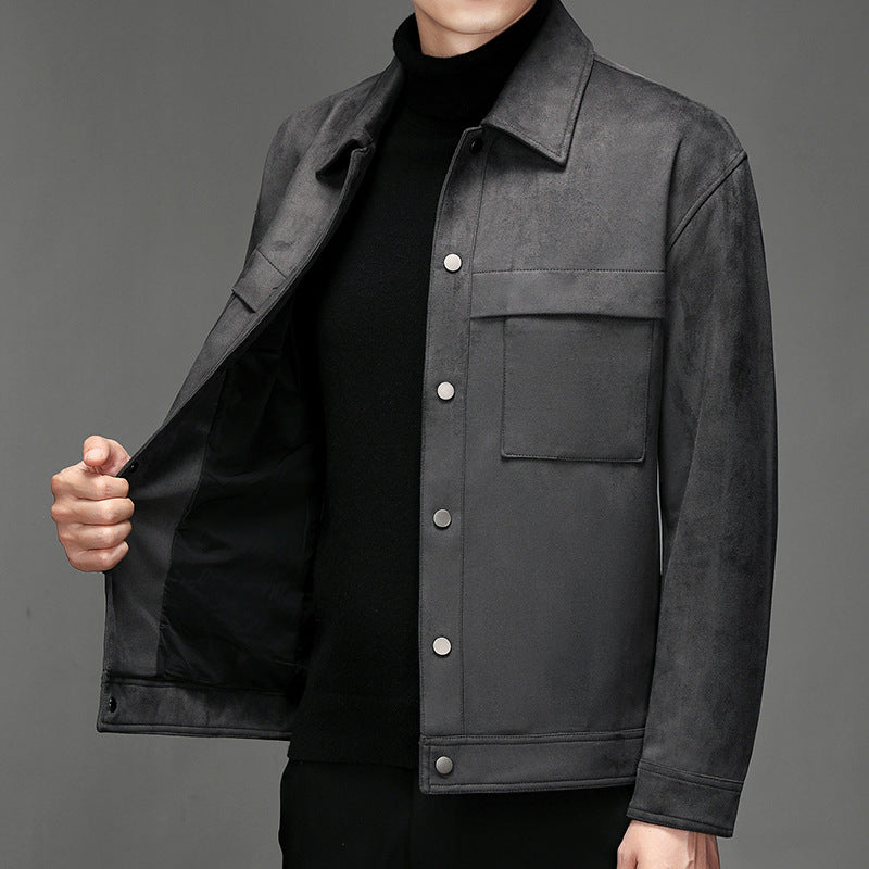 Eveloria Herren Wildlederjacke Elegantes Design Braun