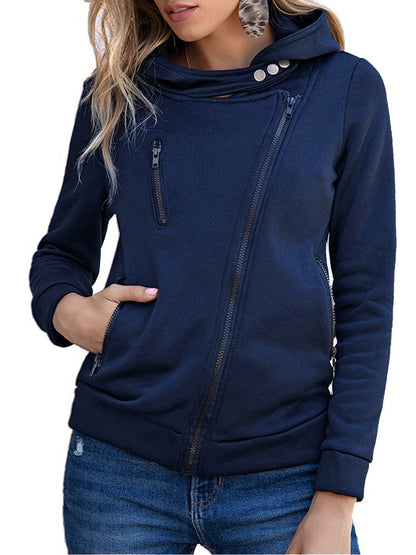 Damen Sweatshirt Baumwollmix Kapuze Asymmetrisch