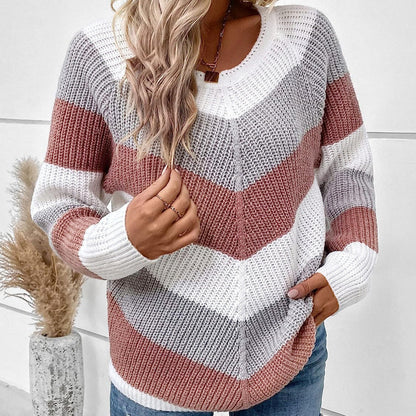 Damen Strickpullover Chevron Muster - Eveloria
