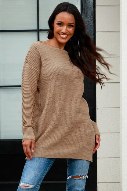 Damen Strickpullover Weites Design Strukturiert Eveloria