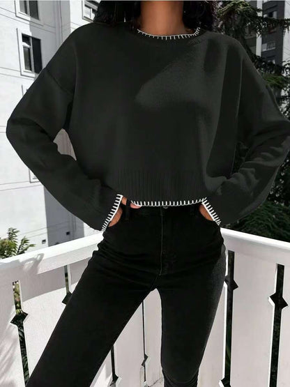 Damen Kurzpullover Strukturiert Lässig Eveloria