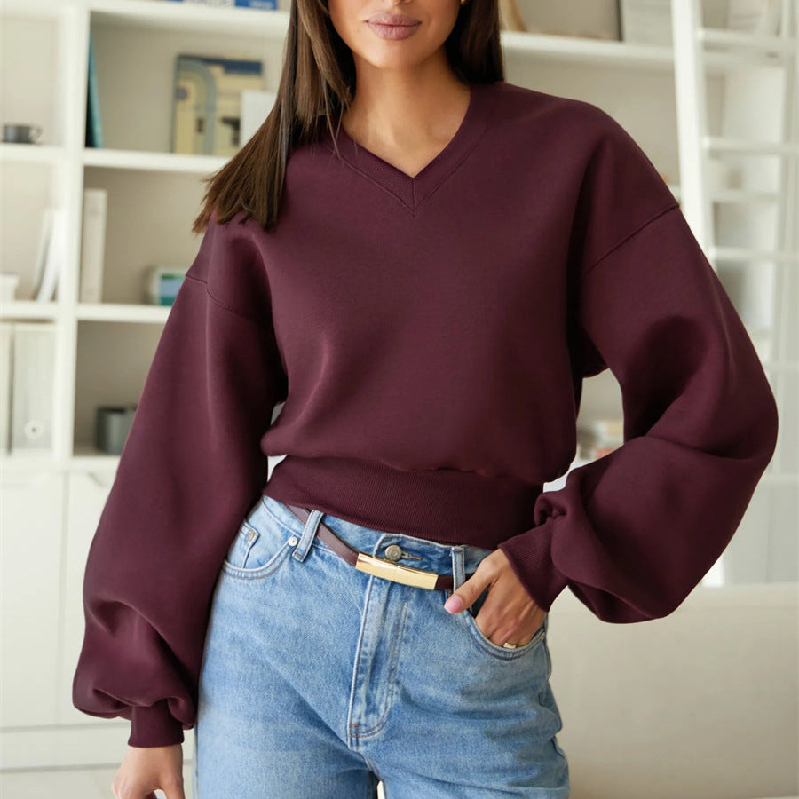 Damen Oversized-Sweater V-Ausschnitt Weite Ärmel Eveloria - Eveloria