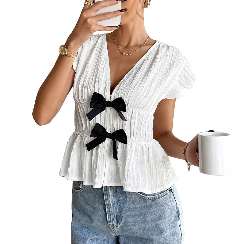Damen Bluse mit Schleifen Dekorativ