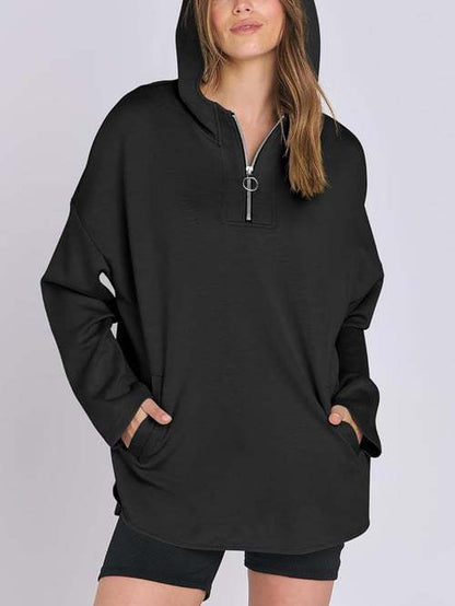Damen Hoodie Halbzipp lockerer Schnitt Eveloria