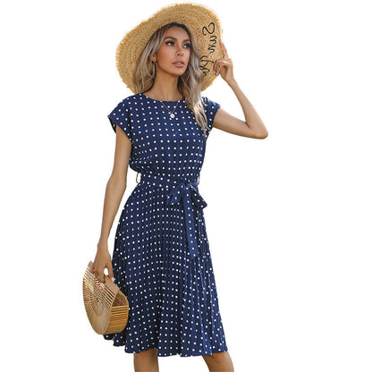 Damen Sommerkleid Rüschendetails Taillengürtel Eveloria