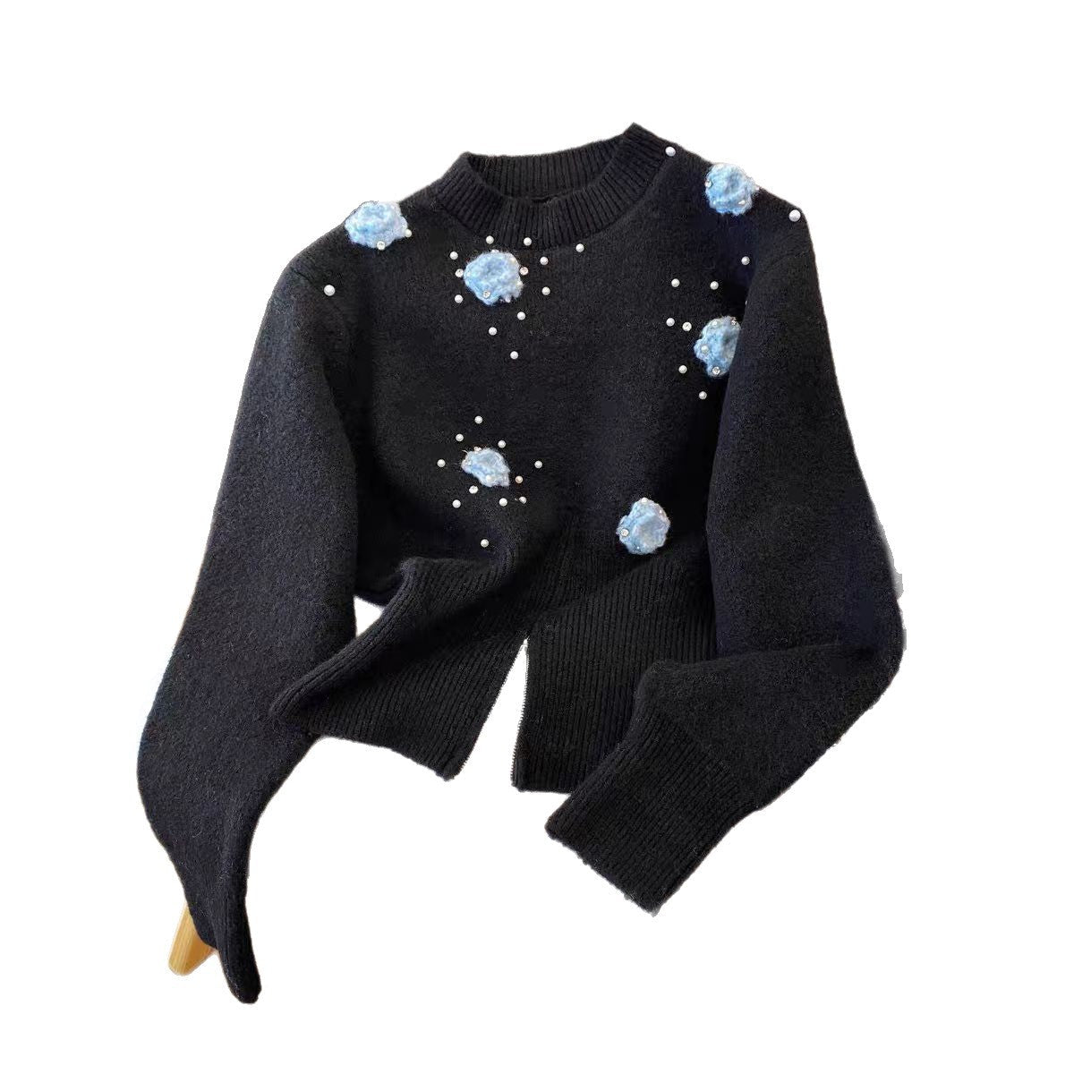 Damen Pullover mit Floralmuster und Applikationen