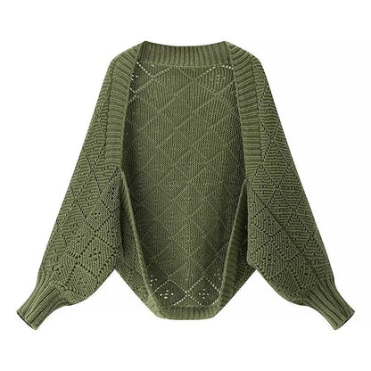 Damen Strickpullover Rautenmuster Bequem Eveloria
