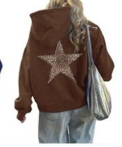 Damen Kapuzenpullover Leopardenstern-Design Eveloria
