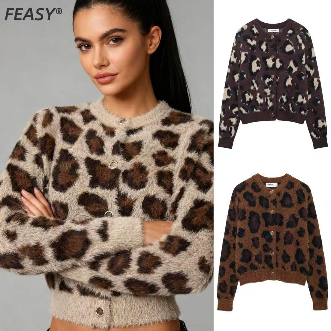Damen Leopardenpulli Kuscheliger Pullover Eveloria - Eveloria
