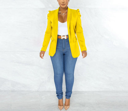Damen Blazerjacke Puffärmel Tailliert Eveloria