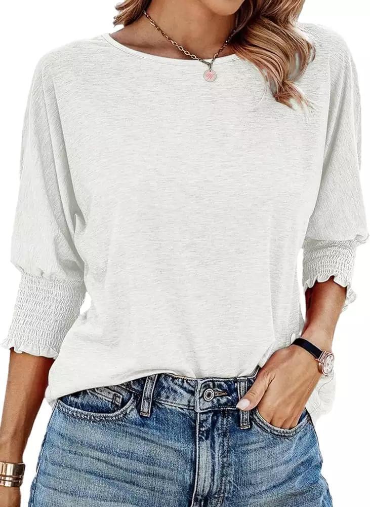 Damen Shirt Ballonärmel Rüschendetails Eveloria
