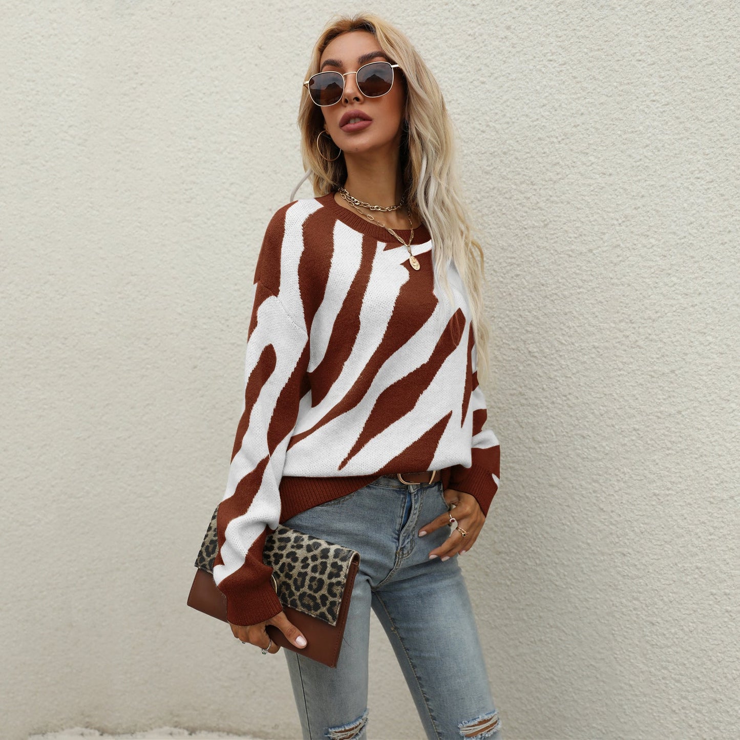 Damen Strickpullover Tiermuster Innovativ