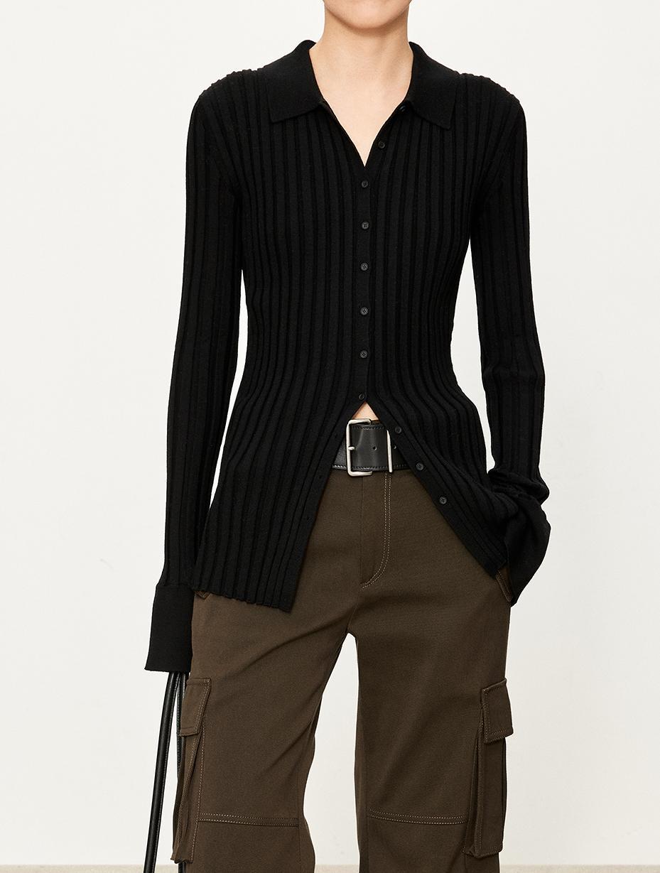 Damen Rippstrickhemden Slim Fit Eveloria