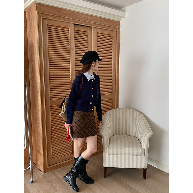 Damen Cardigan mit Kragen und Knöpfen Eveloria