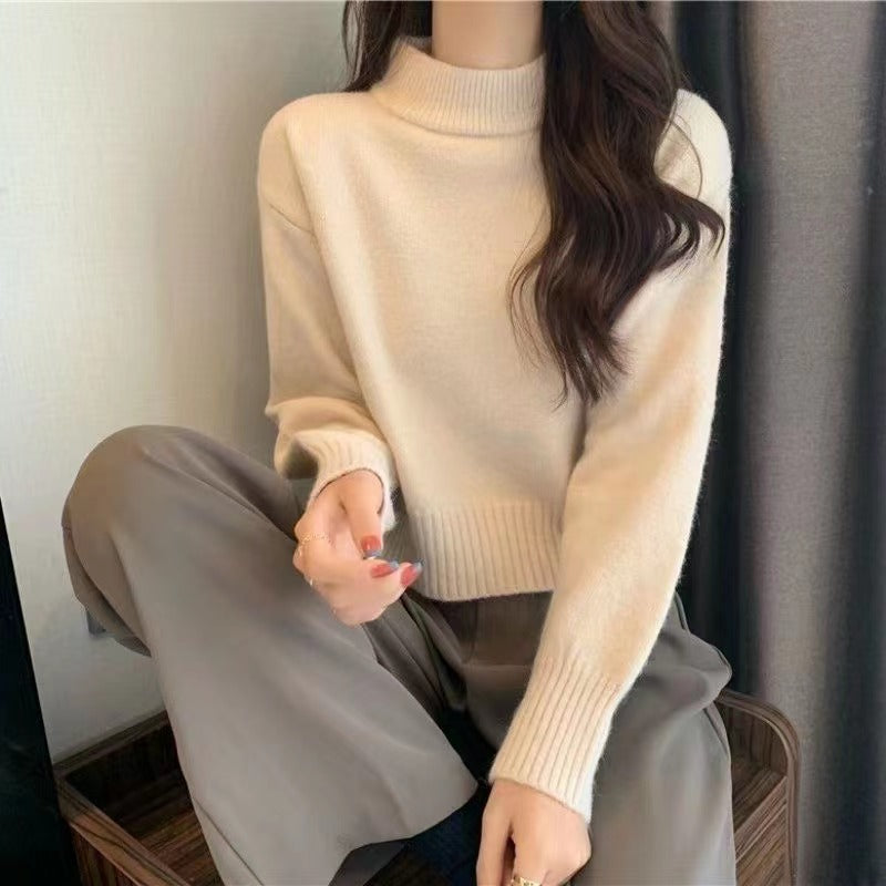 Damen Crop-Pullover Hochgeschlossener Kragen Eveloria