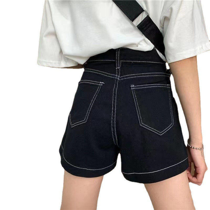 Damen High-Waist Shorts Lässig Mit Taschen