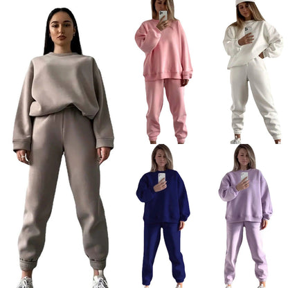 Damen Sweatshirt Jogginghose Set Weich Größe mit Gummizug