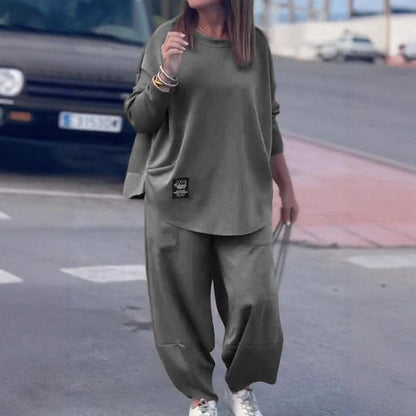 Damen Wohlfühl-Set Oversized Oberteil Bequeme Hose Eveloria