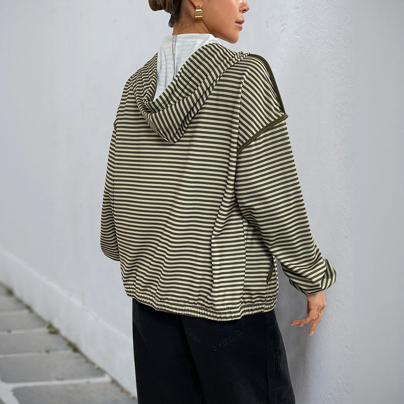 Damen Kapuzenjacke Gestreift Eveloria