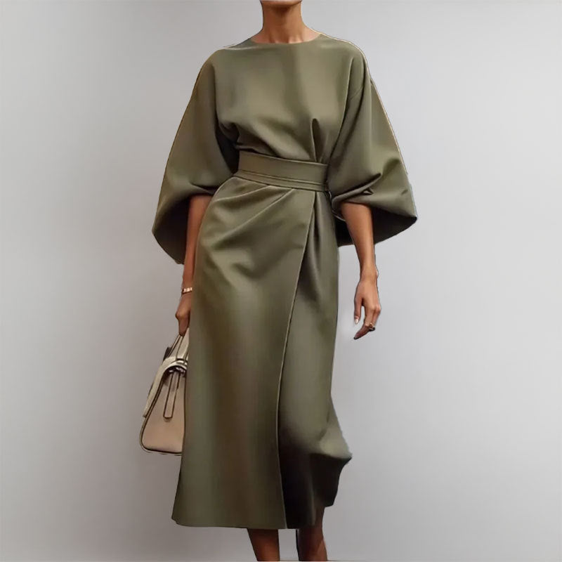 Damen Maxikleid Lässiger Schnitt Voluminöse Ärmel Eveloria