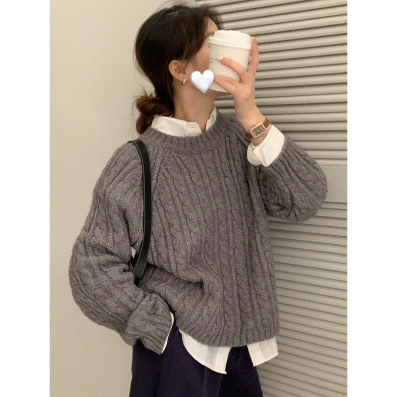 Damen Grobstrickpullover Lässiger Schnitt Eveloria