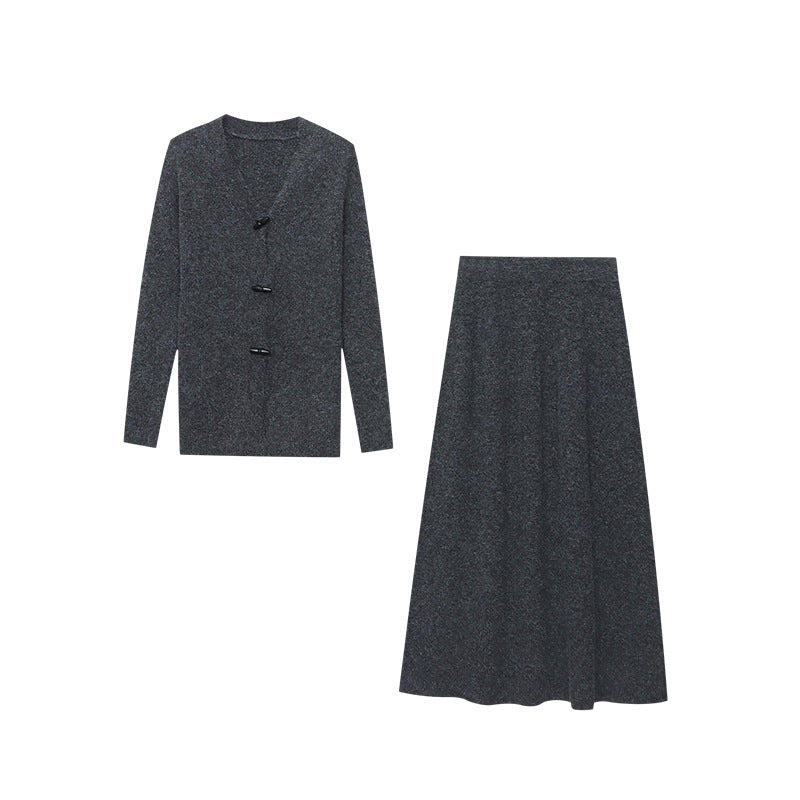 Damen Long-Strickkleid mit Knöpfen Eveloria