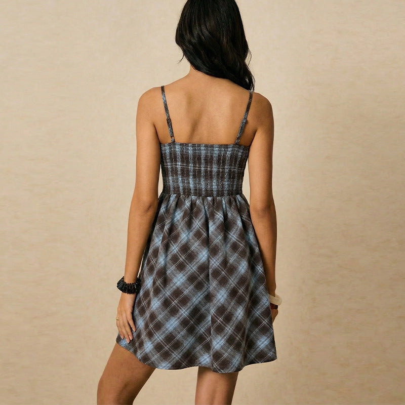 Damen Sommerkleid Karomuster Eveloria
