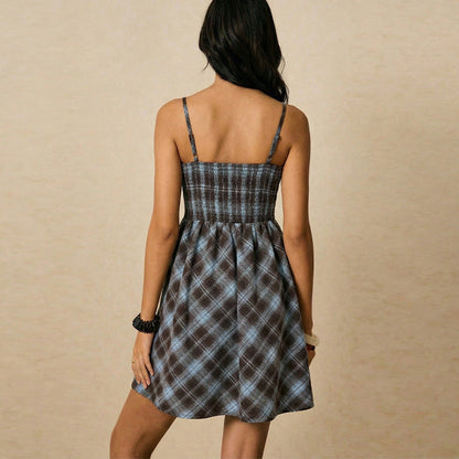 Damen Sommerkleid Karomuster Eveloria