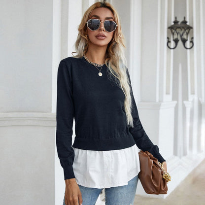 Damen Strickpullover mit Bluse Lässig Eveloria