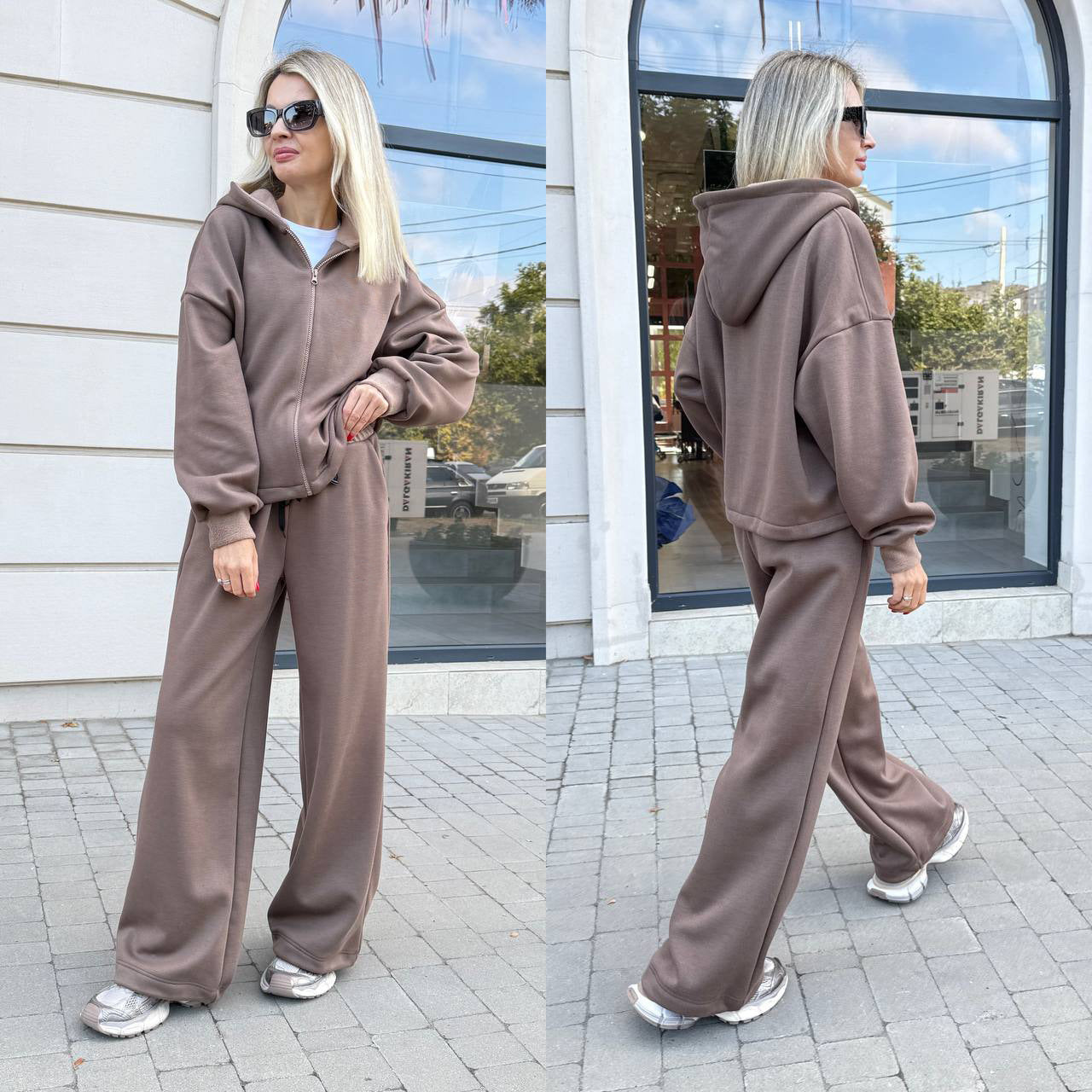 Damen Sportliches Lounge-Set Hoodie Weite Passform Eveloria