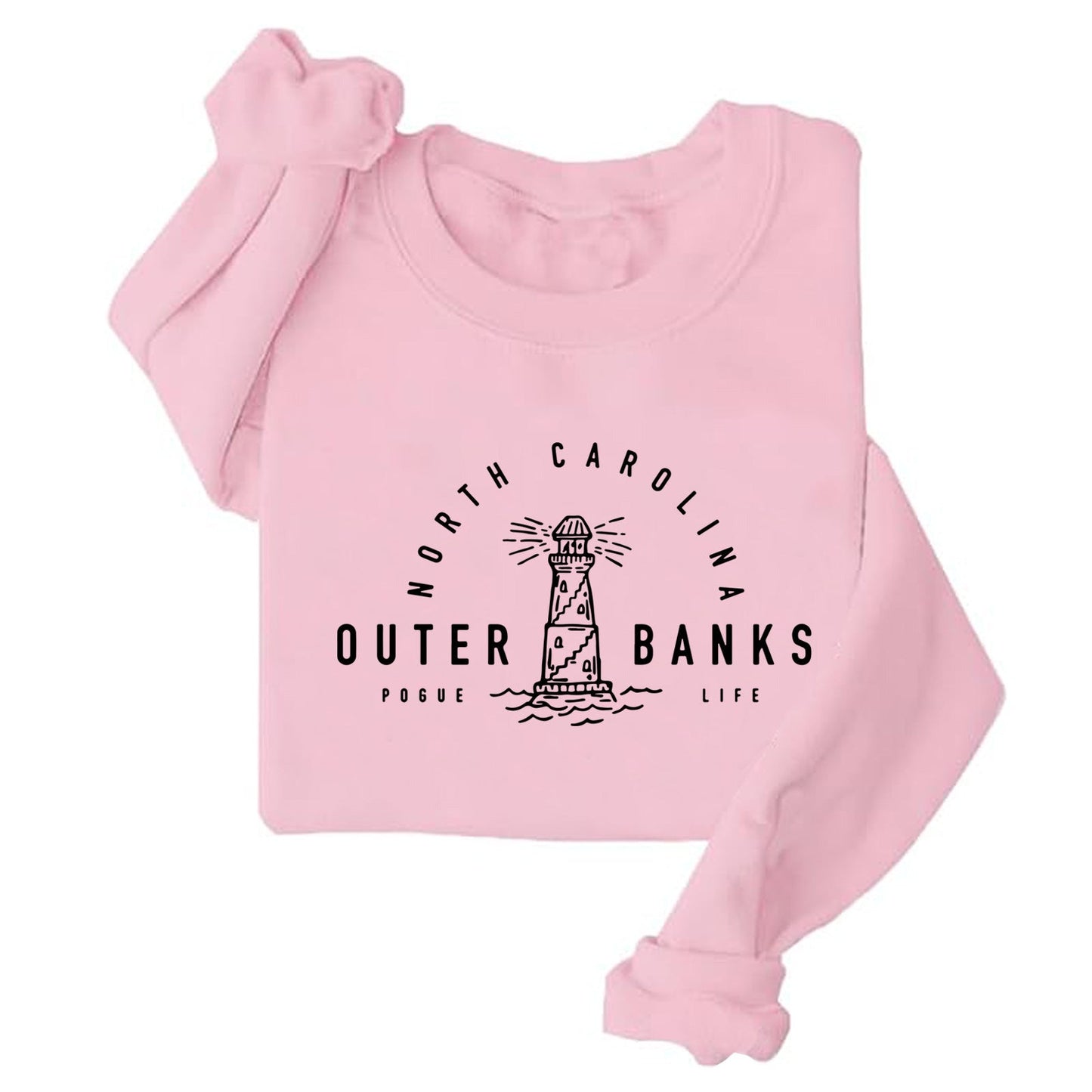 Damen Sweatshirt Leuchtturm-Motiv Lässiger Schnitt Grau Eveloria