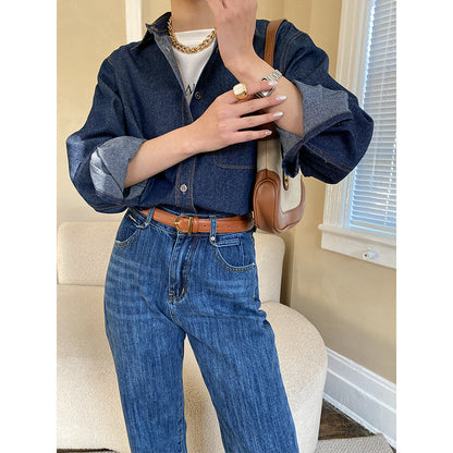 Damen Denim-Überjacke Lässig Blau Eveloria