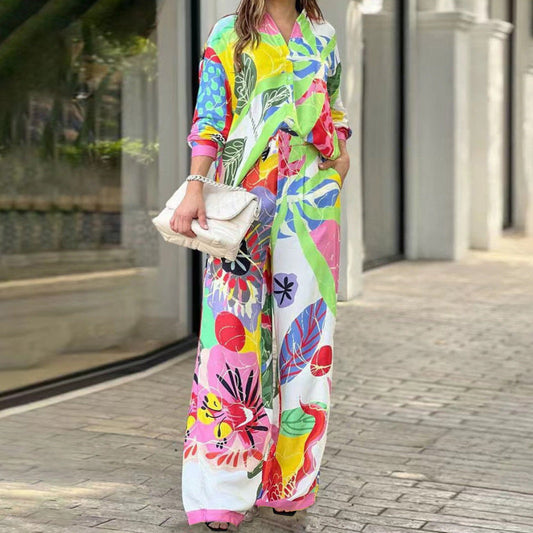 Damen Overall Zweiteilig Blumenmuster Locker Eveloria - Eveloria