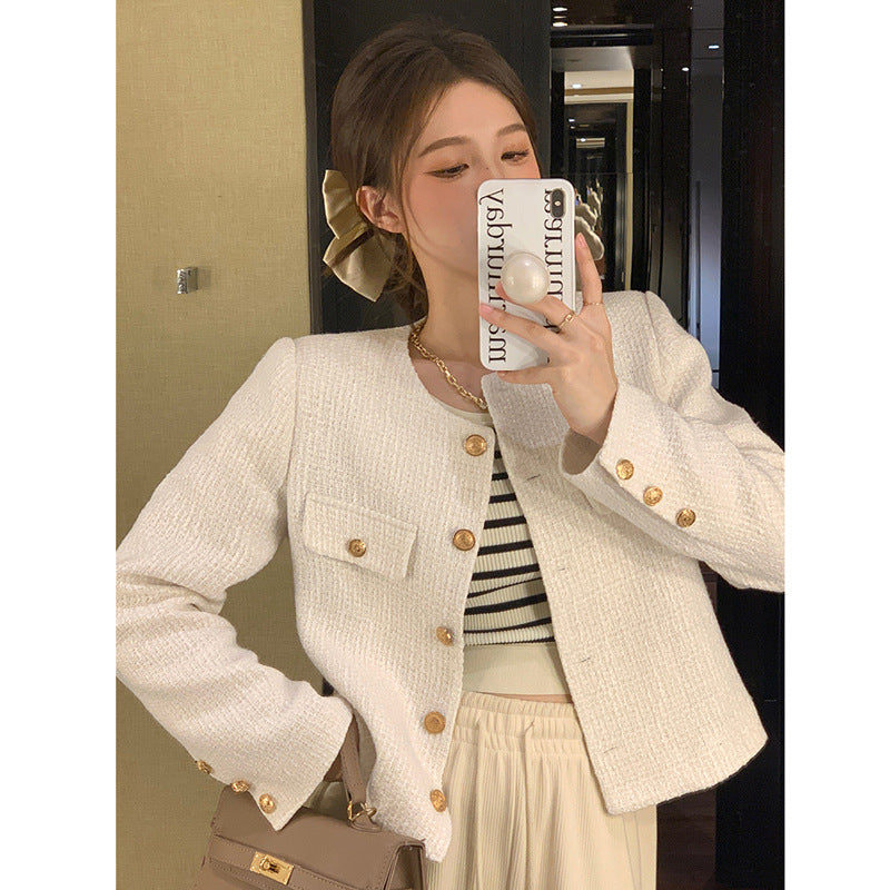 Damen Kurzblazer Elegant Goldknöpfe Modern