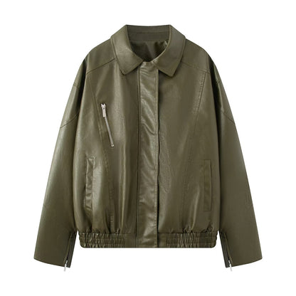 Damen Kunstlederjacke Elastischer Bund Eveloria