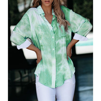 Damen Hemdbluse Batikdesign Modern Lässig Eveloria