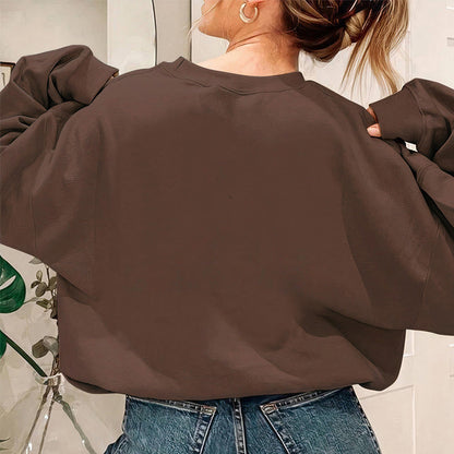 Damen Sweatshirt Lässig Statement-Print Weite Ärmel Grau Eveloria