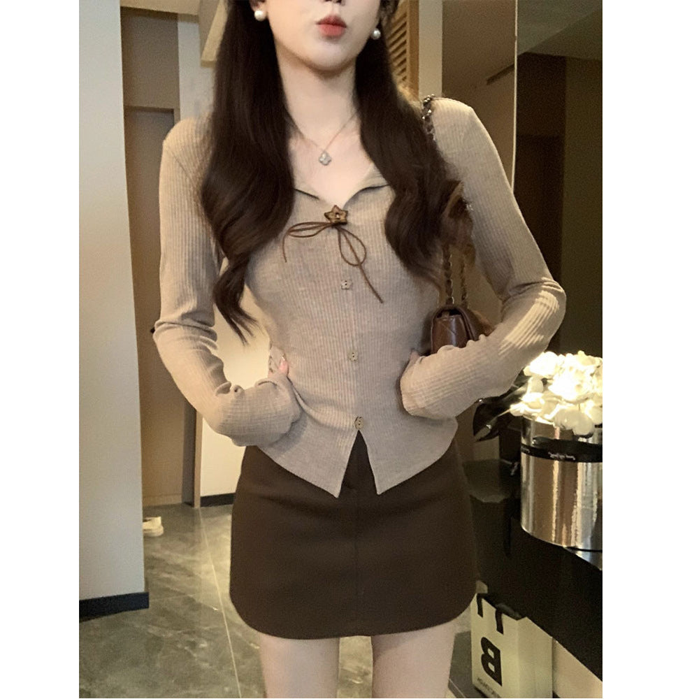 Damen Strickpullover mit Knöpfen Eveloria