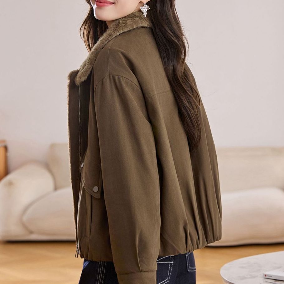 Damen Steppjacke Warm Flauschiger Kragen Eveloria