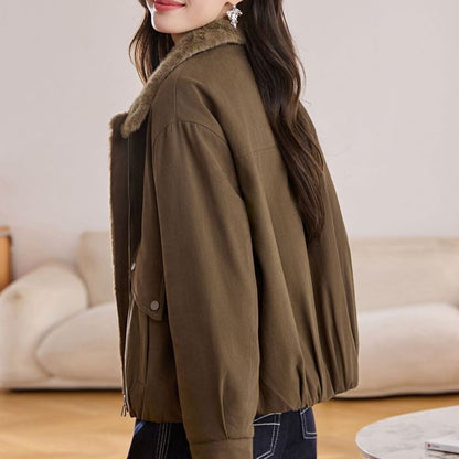 Damen Steppjacke Warm Flauschiger Kragen Eveloria