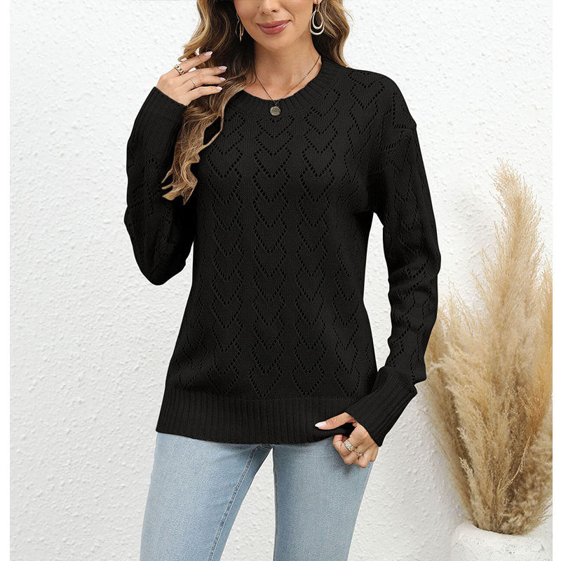 Damen Strickpullover Herzmuster Eveloria