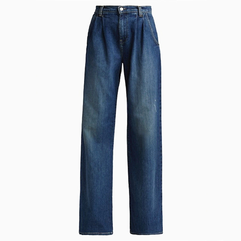 Damen Weite Jeans Hochbund Lässiger Schnitt Eveloria