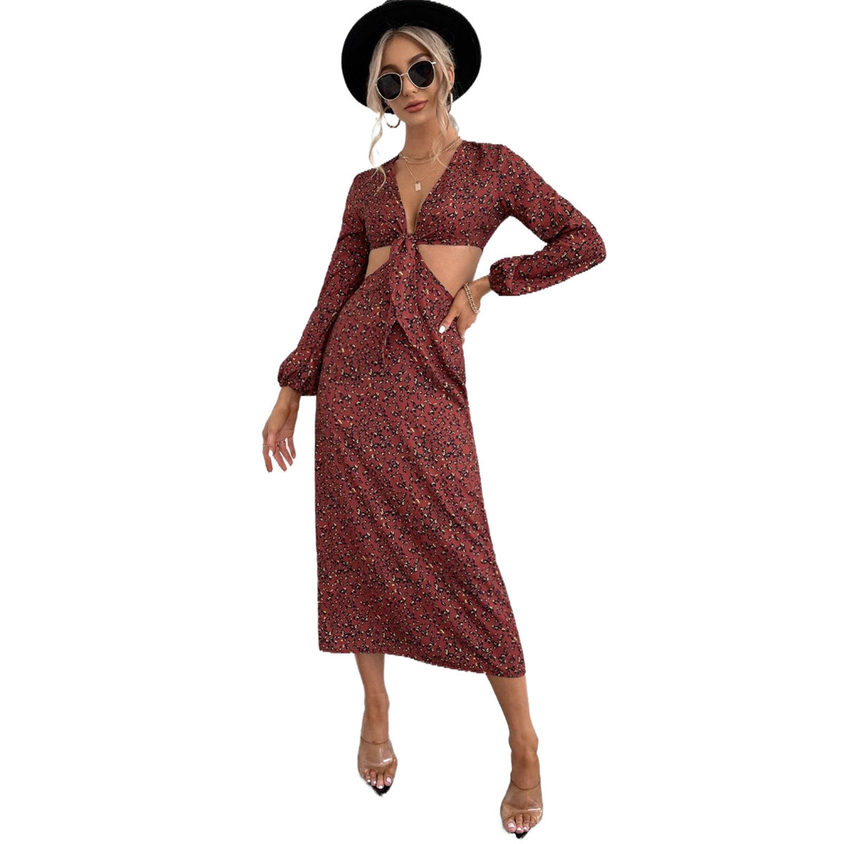 Damen Maxikleid Cut-Outs Knotendesign Eveloria