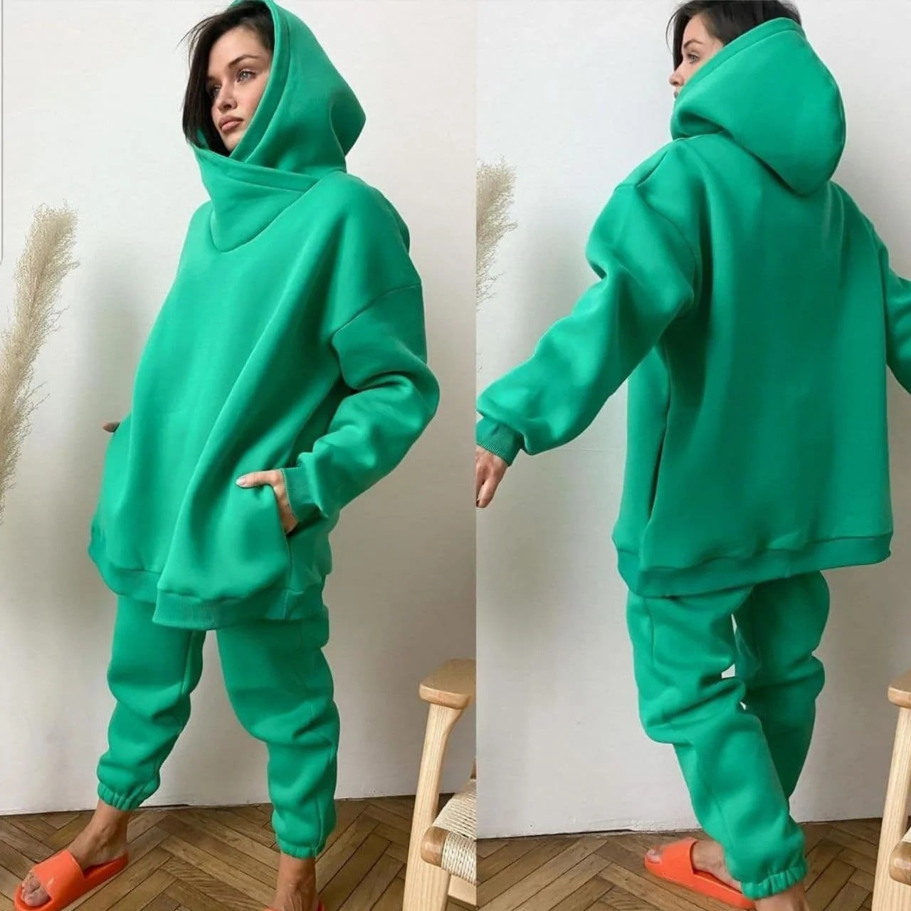 Damen Oversized Kapuzenpullover Jogginghose Set Eveloria