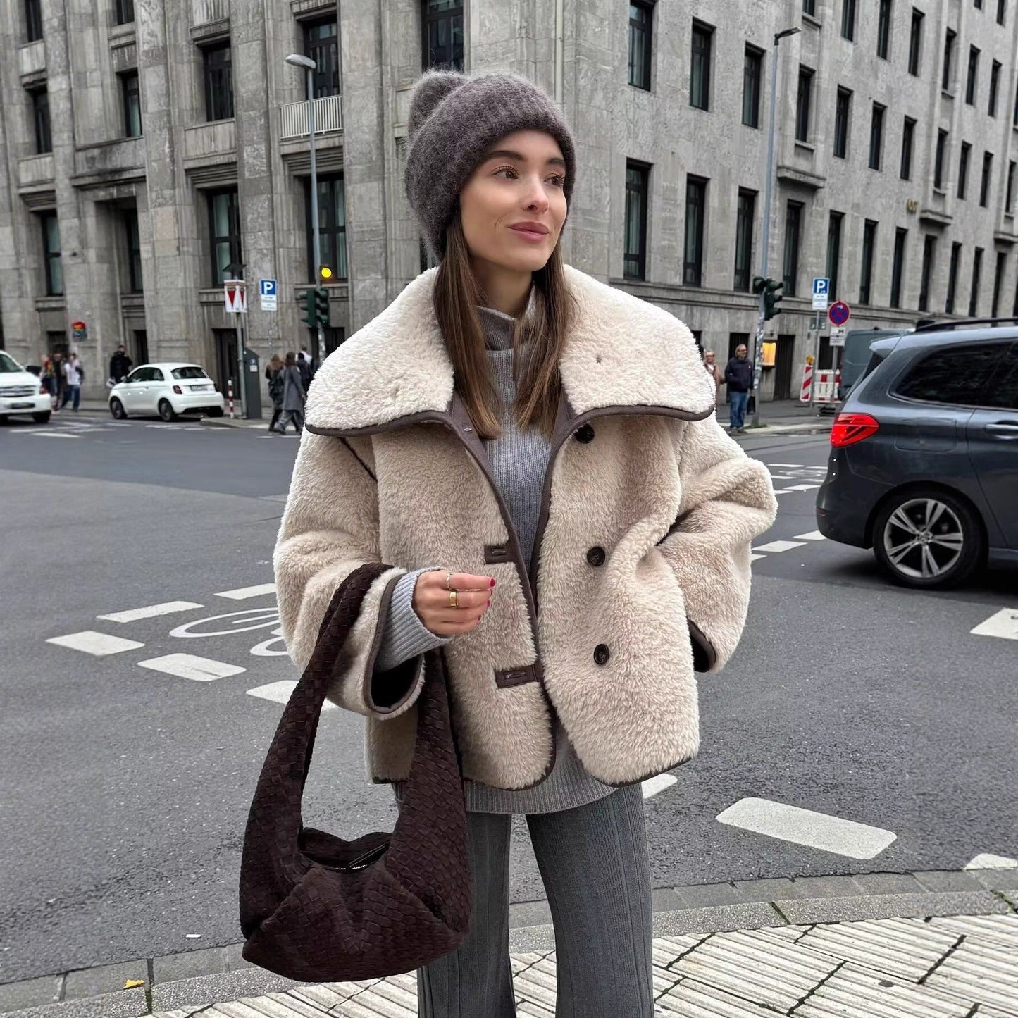 Damen Teddyjacke Kuschelig Velours